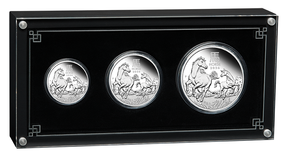 Australian Lunar Series III 2026 Year of the Horse Silver Proof Three-Coin Set