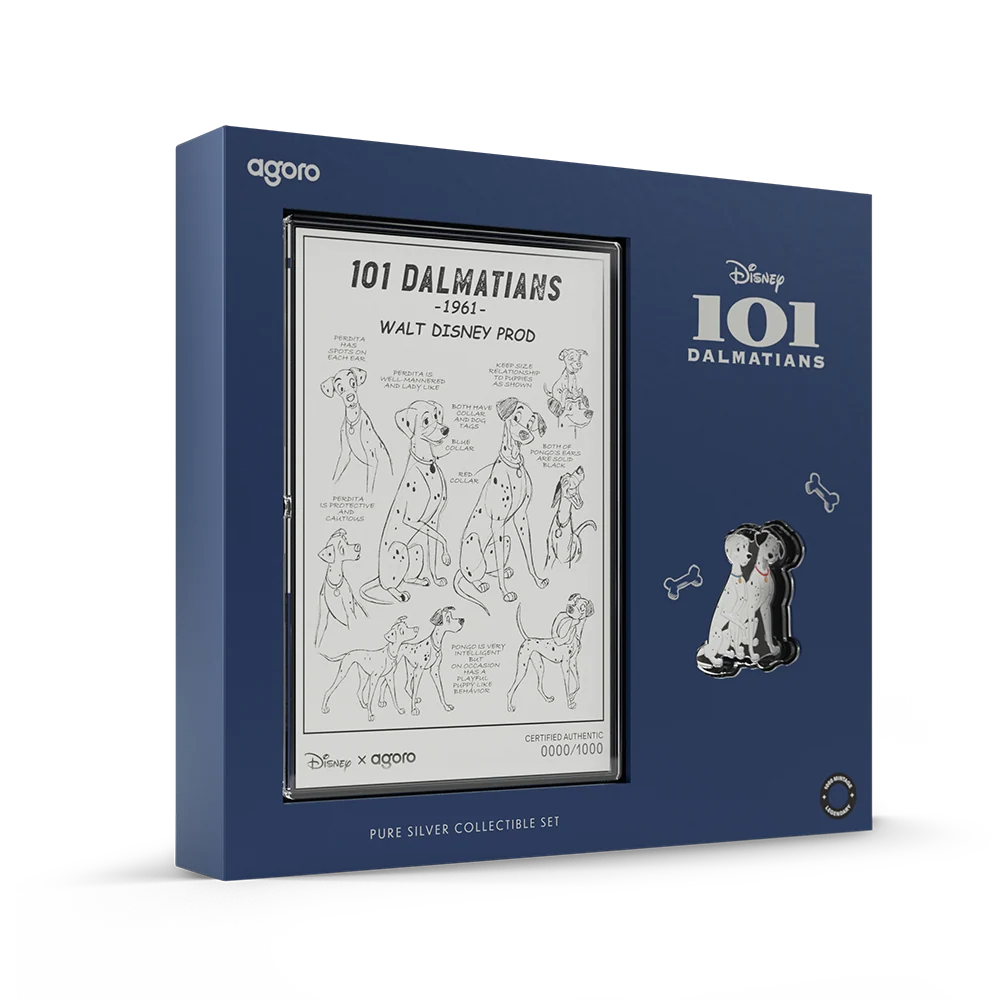 Disney 101 Dalmatians Collectible 1/2oz Silver Coin + 5g Silver Foil Set