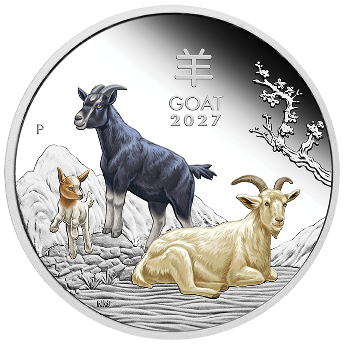 Year of the Goat 2027 1oz Silver Proof Coloured Coin