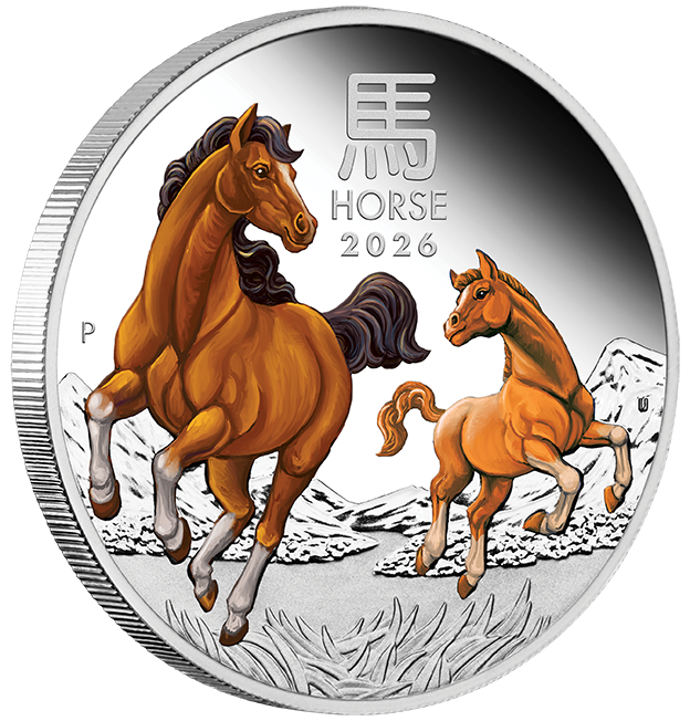 Australian Lunar Series III 2026 Year of the Horse 1oz Silver Proof Coloured Coin