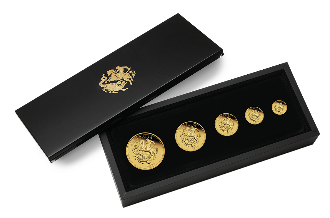 The Perth Mint’s 125th Anniversary Australia Sovereign 2024 Gold Proof Five-Coin Set