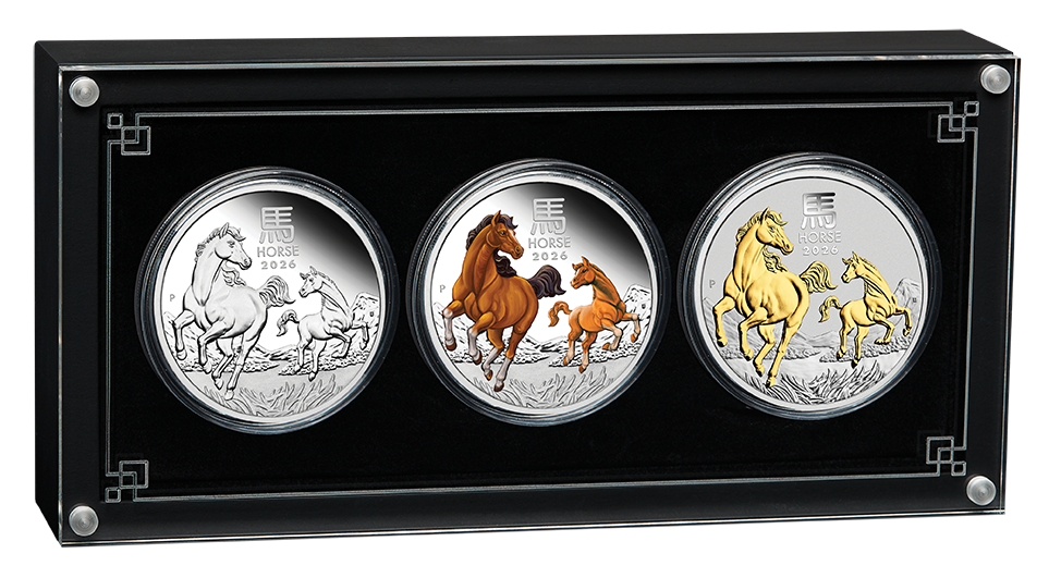 Australian Lunar Series III 2026 Year of the Horse 1oz Silver Trio