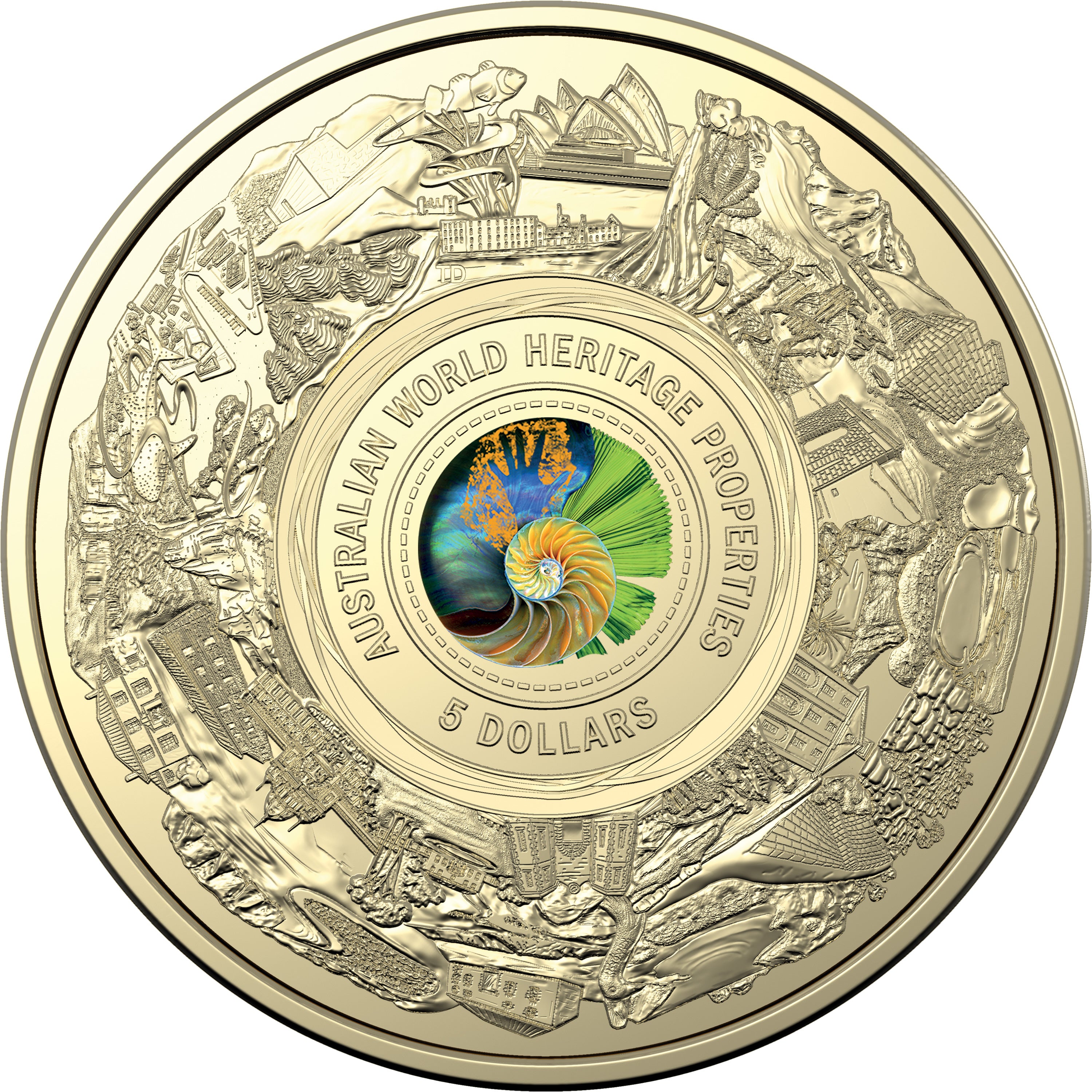 Australian World Heritage Properties 2023 $5 Coloured Frosted Uncirculated Coin