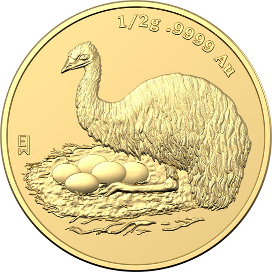 Mini Money Emu 2023 $5 1/2g Frosted Uncirculated Gold Coin