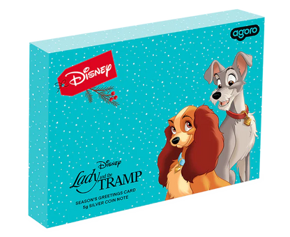 Disney Season's Greetings 2024 Lady and the Tramp Note 5g Silver Coin Note