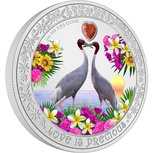 Love is Precious – Sarus Cranes 1oz Silver Coin