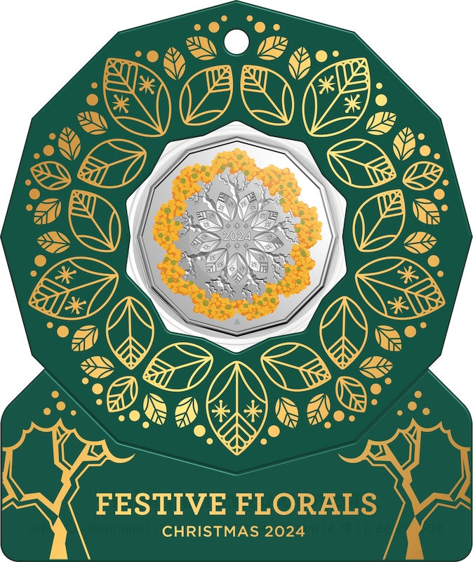 Christmas Decoration Festive Floral 2024 50c Coloured Uncirculated Coin