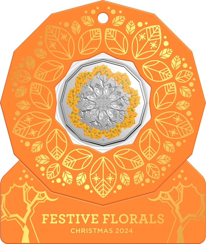 Christmas Decoration Festive Floral 2024 50c Coloured Uncirculated Coin