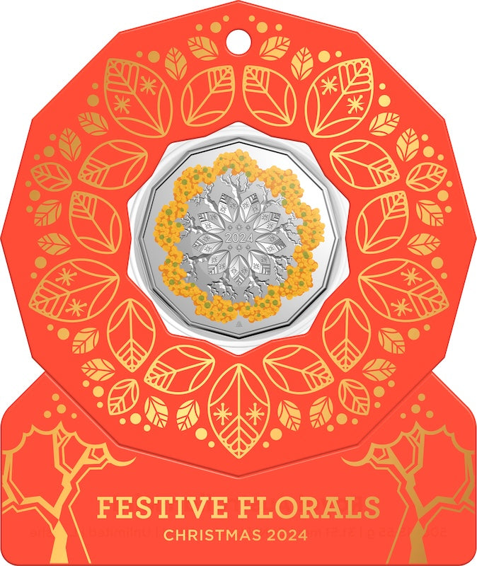 Christmas Decoration Festive Floral 2024 50c Coloured Uncirculated Coin