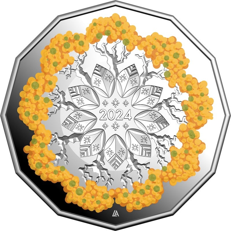 Christmas Decoration Festive Floral 2024 50c Coloured Silver Proof Coi 