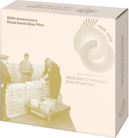 60th Anniversary of the Royal Australian Mint 2025 $10 C Mintmark Gold Proof Coin