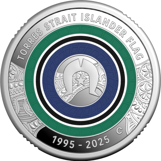 30 Years of the Torres Strait Islander Flag 2025 $2 C Mintmark Coloured Fine Silver Proof Coin