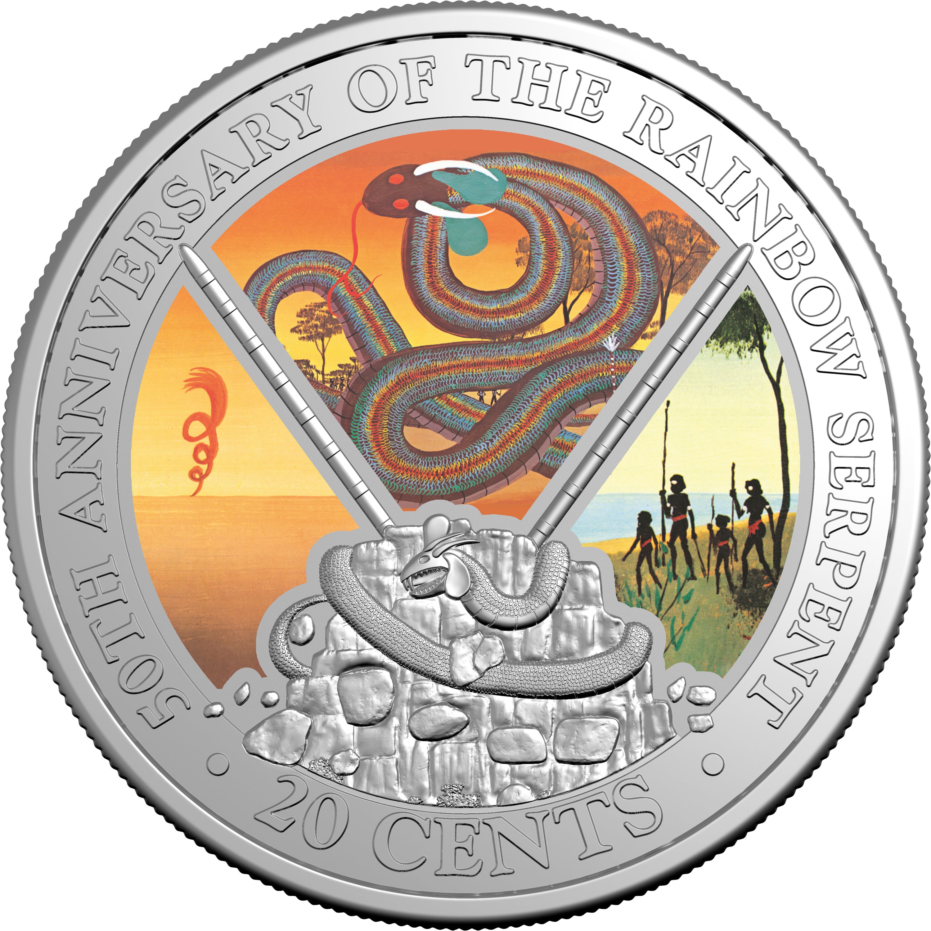 50th Anniversary of the Rainbow Serpent Special Edition Book 2025 20c Coloured Uncirculated Coin