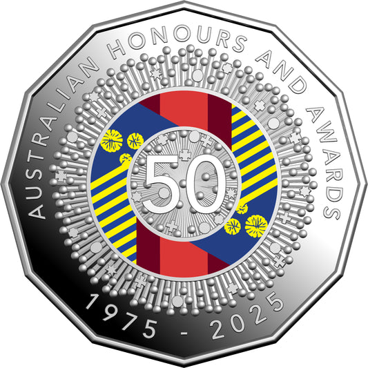 50 Years of the Australian Honours System 2025 Six-Coin Coloured Proof Year Set
