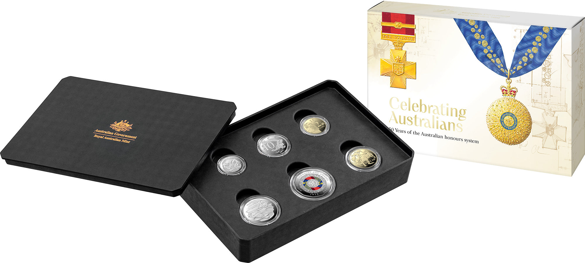 50 Years of the Australian Honours System 2025 Six-Coin Coloured Proof Year Set
