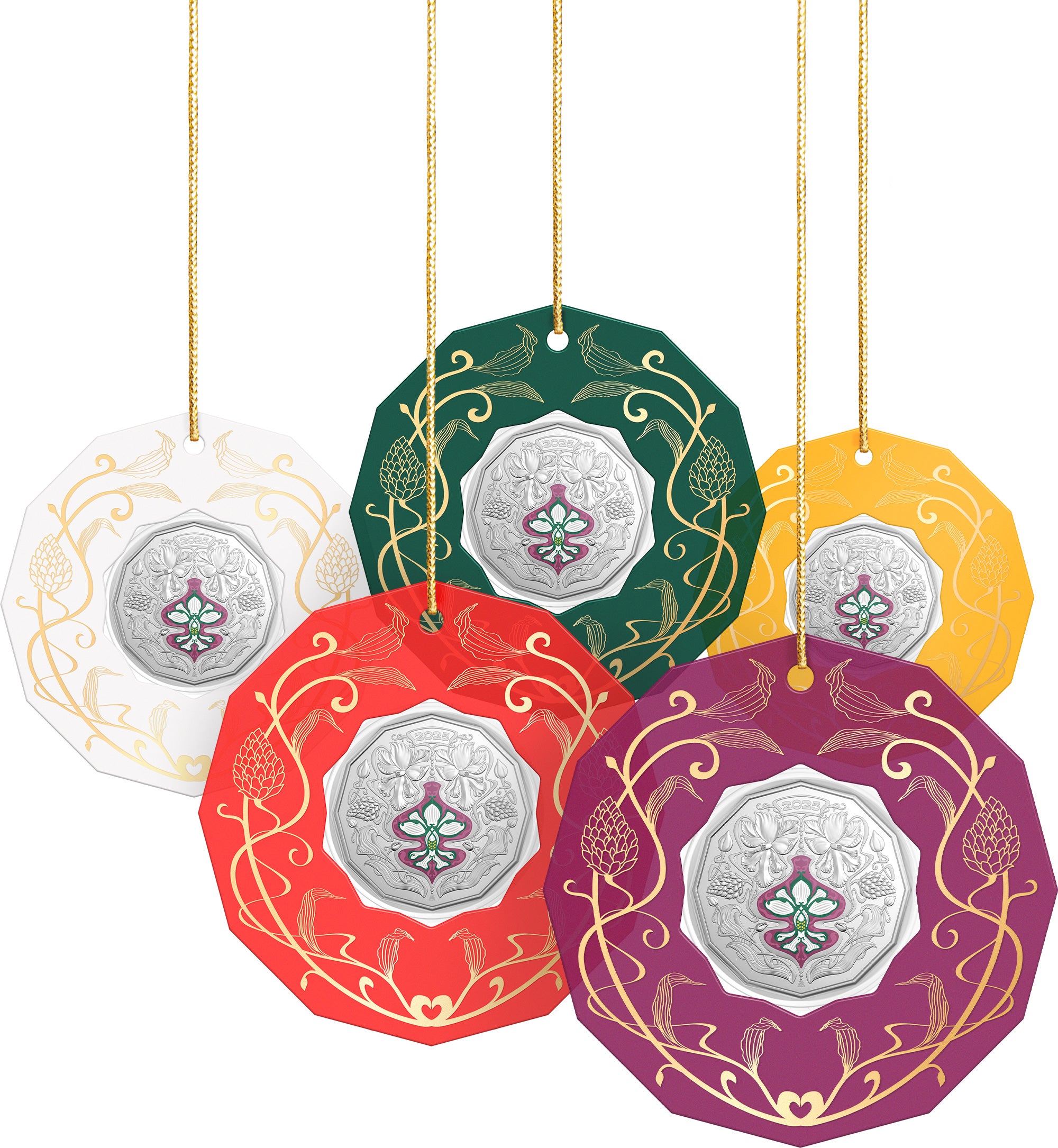 Christmas Festive Florals 2025 50c Coloured Uncirculated Coin