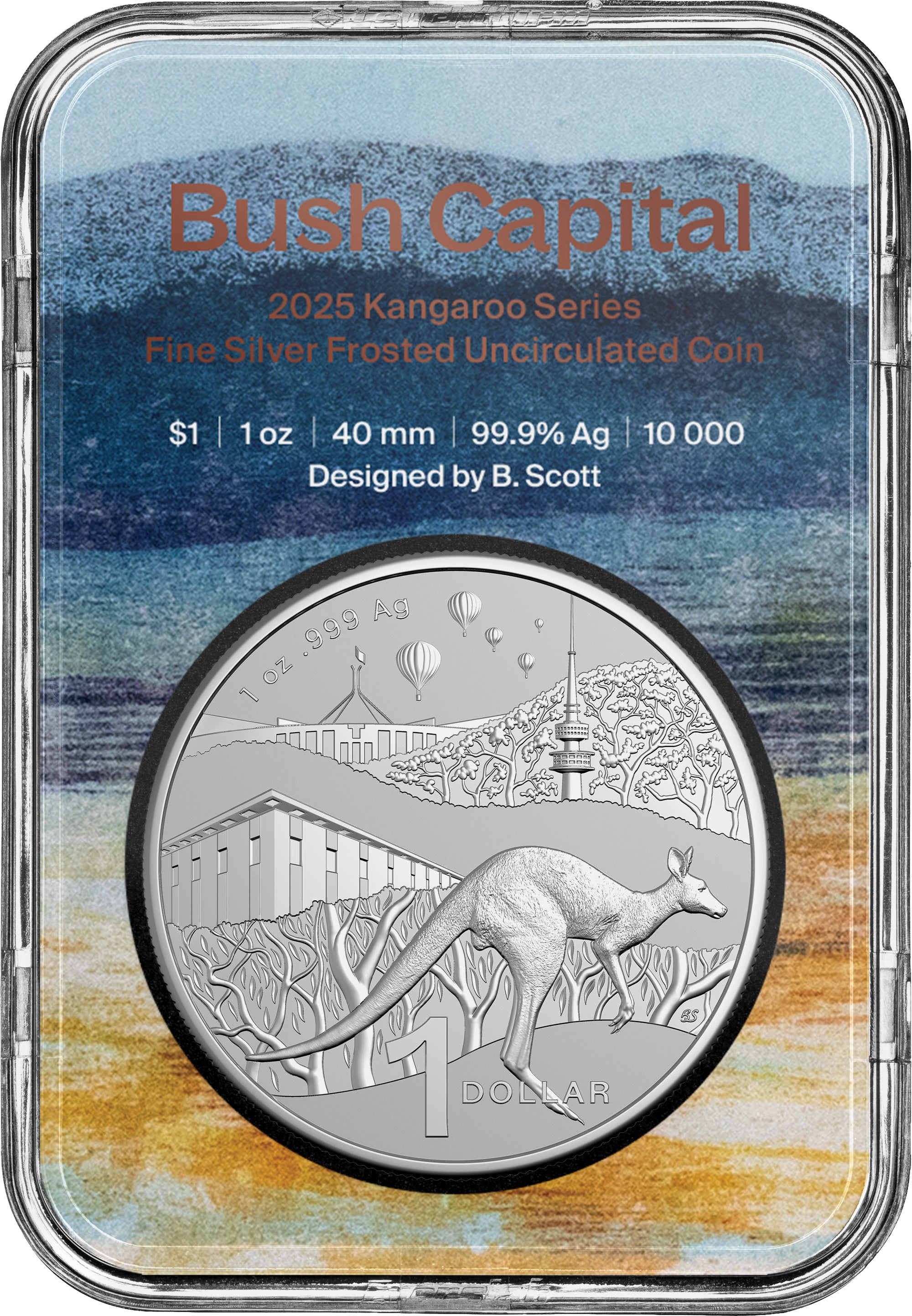 Kangaroo Series – Bush Capital 2025 $1 1oz Fine Silver Frosted Uncirculated Coin