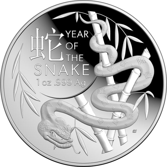 Lunar Series Year of the Snake 2025 $5 Fine Silver Proof Domed Coin