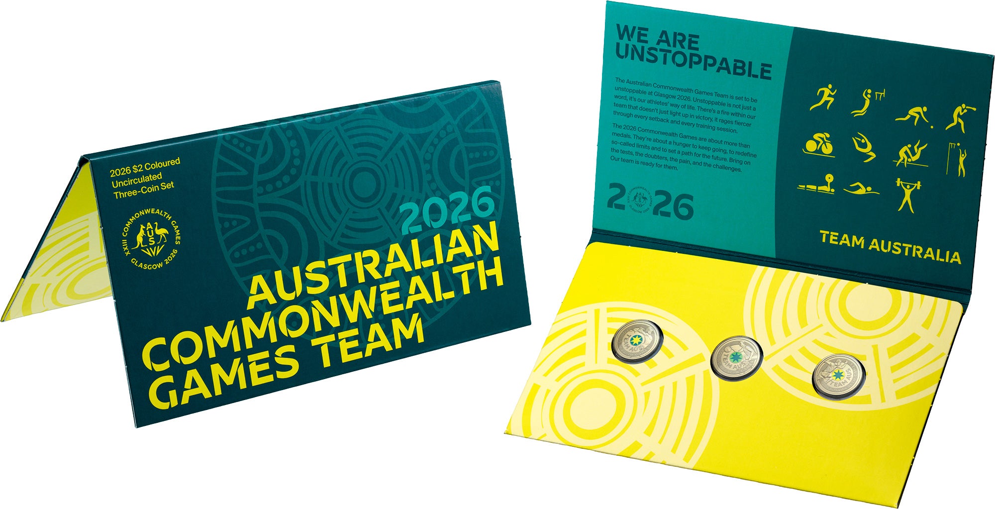 Australian Commonwealth Games 2026 $2 Coloured Uncirculated Three-Coin Set