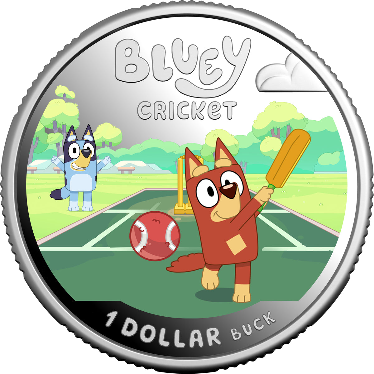 Bluey Cricket 2027 $1 Coloured Proof Coin