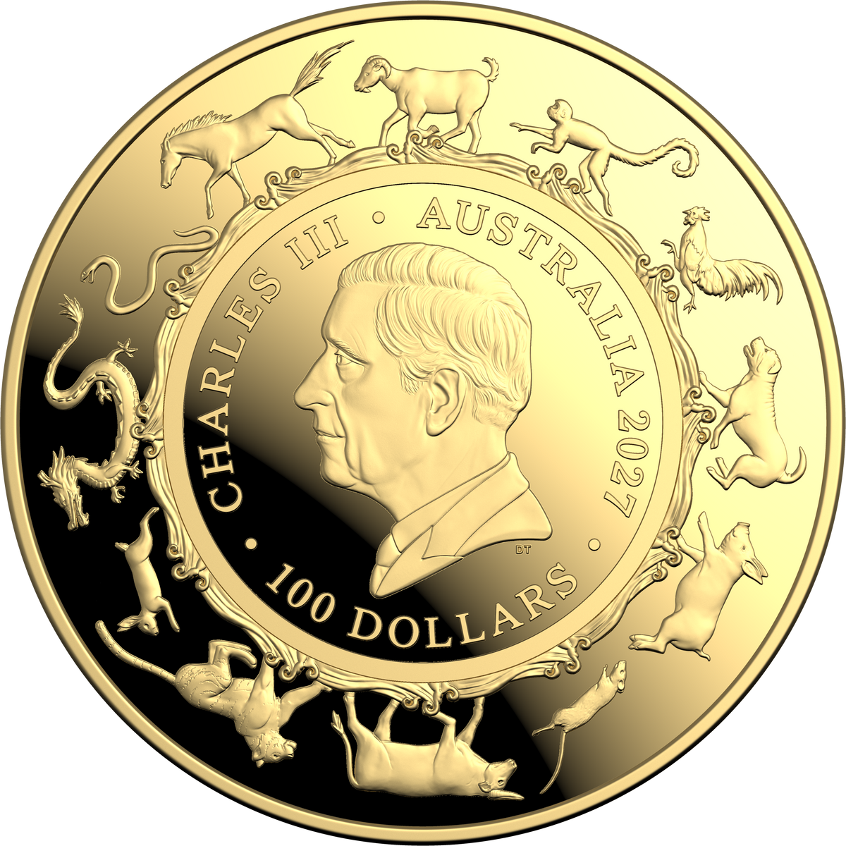 Year of the Goat 2027 $100 1oz Gold Proof Domed Coin