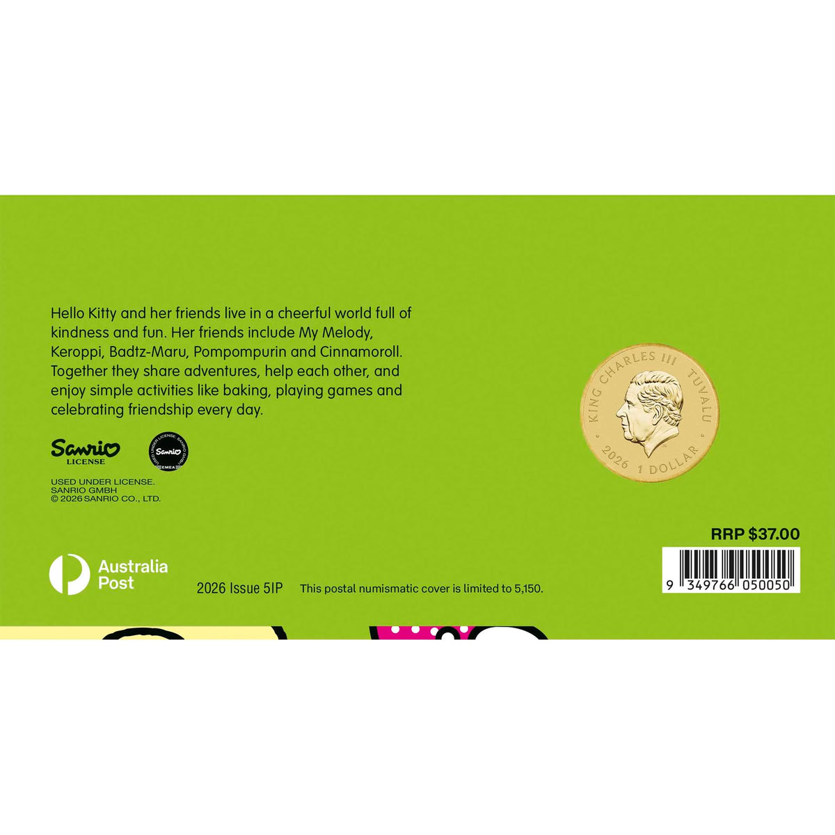 Hello Kitty and Friends 2026 Stamp and Coin Cover