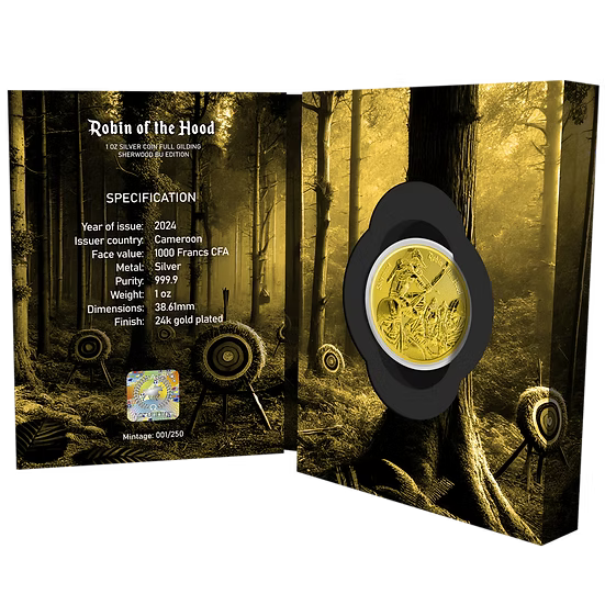 Robin of the Hood 2024 Cameroon 1oz Full Gilding Silver Coin