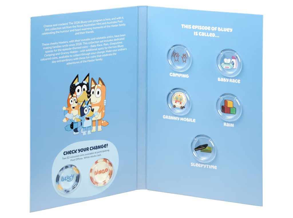 Bluey 2026 $2 Uncirculated Collection Folder and Five-Coin Set
