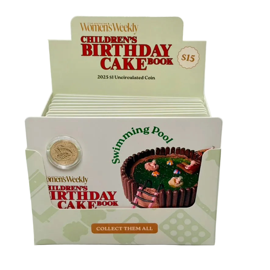 Australian Women's Weekly Birthday Cake Swimming Pool 2025 $1 Uncirculated Coin in Card - Retail Box of 20
