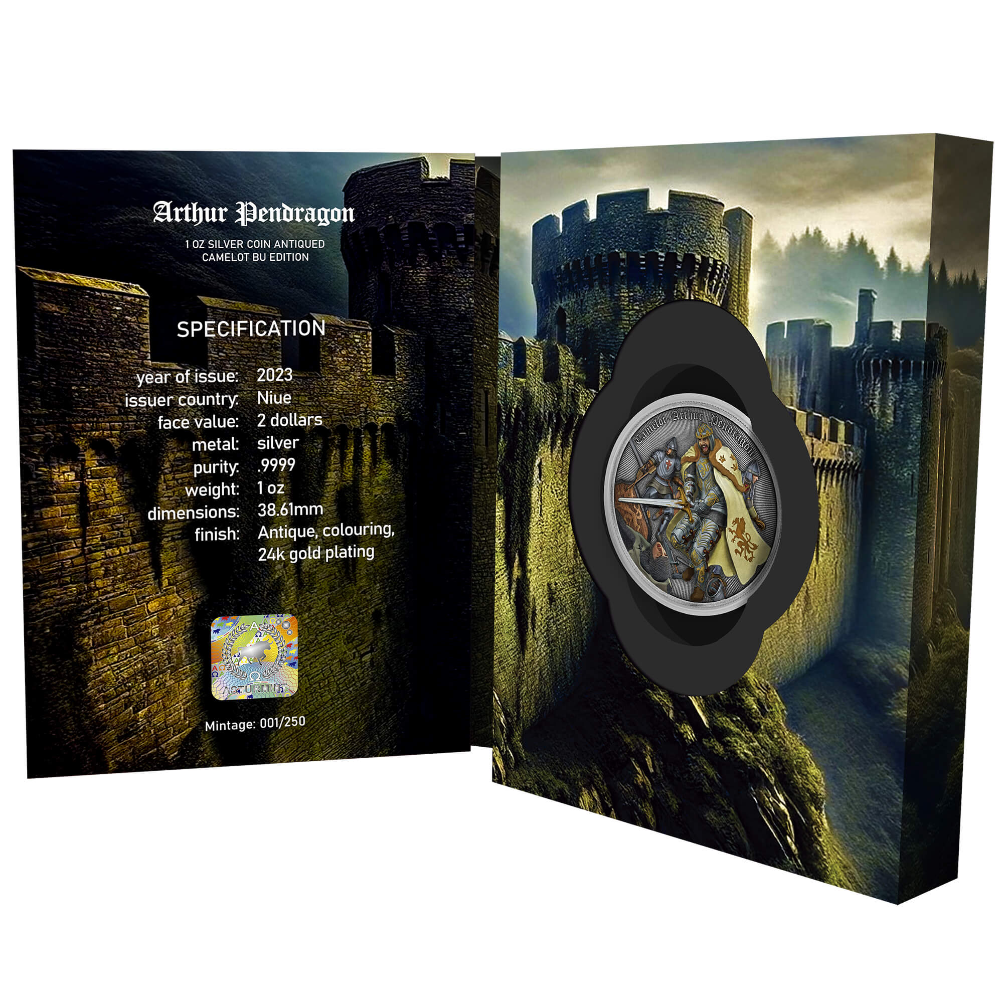 Arthur Pendragon 2023 Niue 1oz Antique Finish Coin