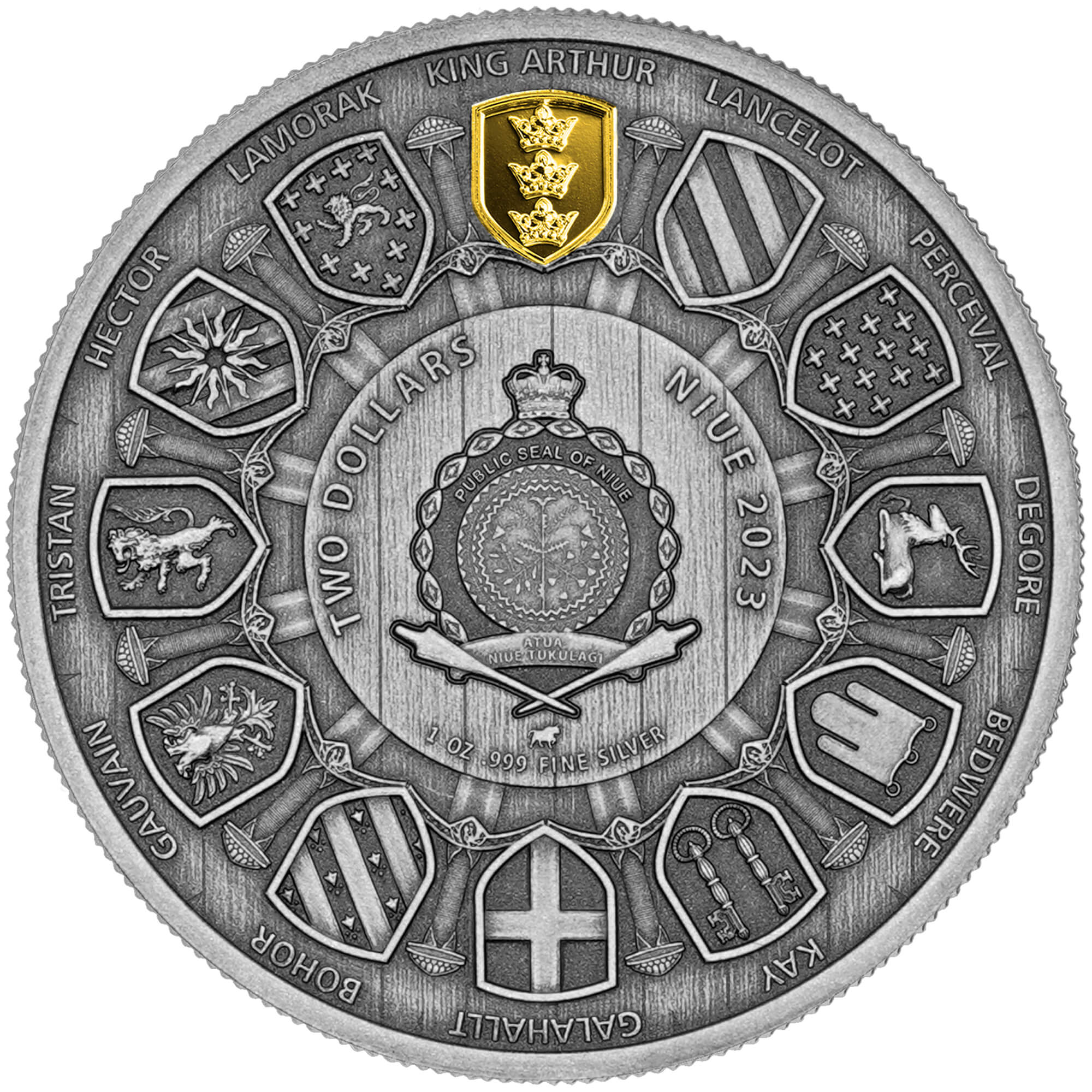Arthur Pendragon 2023 Niue 1oz Antique Finish Coin