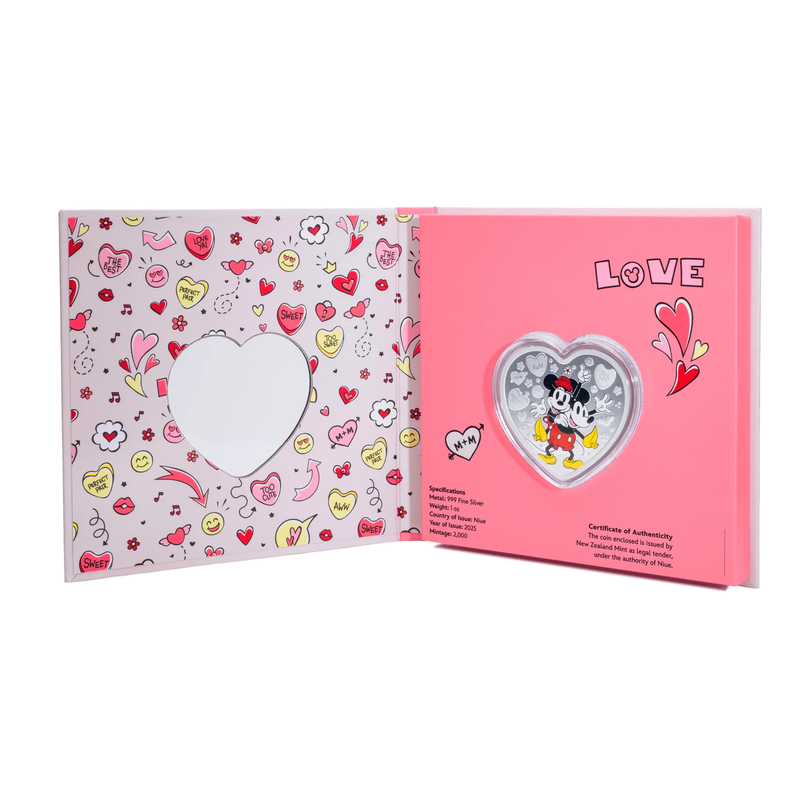 Disney I Love Us Mickey Mouse and Minnie Mouse 1oz Silver Coin