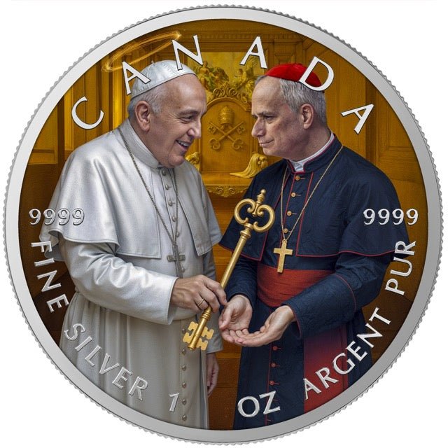 Leo XIV Inheritance Commemorative Coin 2025 Canada 1oz Silver $5 Coloured Coin