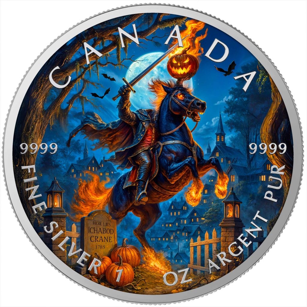 Halloween Sleepy Hollow 2025 Canada Maple Leaf 1oz Silver Coin