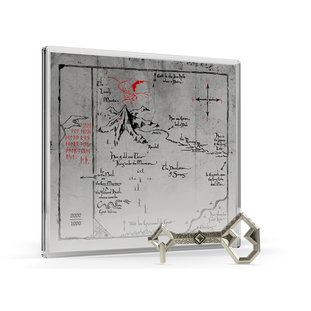 The Hobbit Thorin's Map and Key 3/4oz Silver Coin + 5g Silver Foil Set
