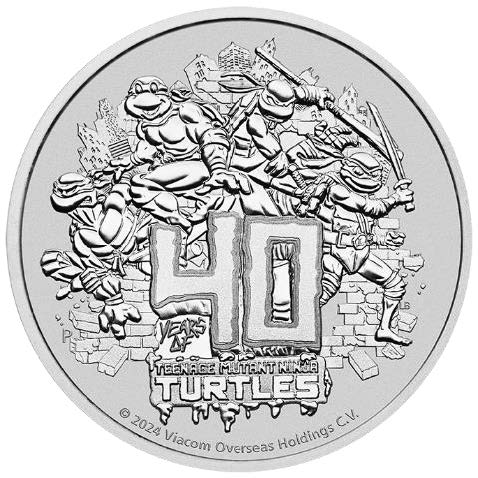 Teenage Mutant Ninja Turtles 40th Anniversary 2024 1oz Silver Coin in Card