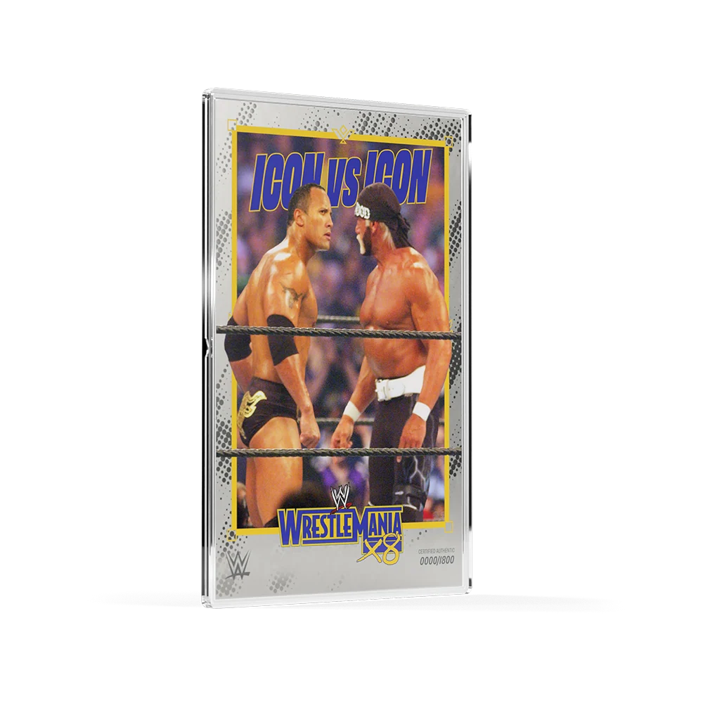 WWE WrestleMania X8 The Rock vs Hulk Hogan Stare Down 5g Silver Collectible Foil
