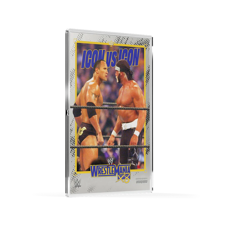 WWE WrestleMania X8 The Rock vs Hulk Hogan Stare Down 5g Silver Collectible Foil