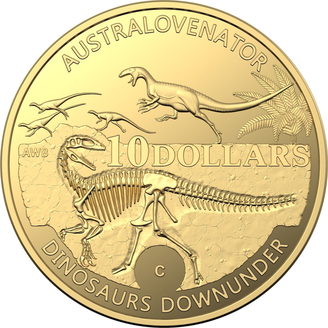 Australian Dinosaurs Down Under - $10 1/10oz C Mintmark Gold Proof Coin