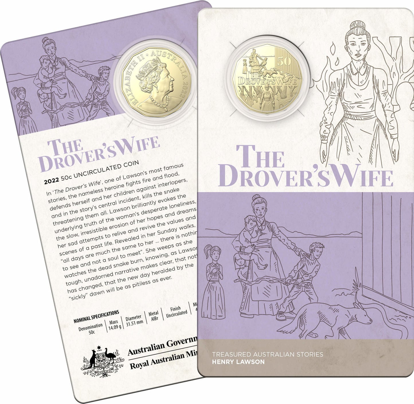 Henry Lawson The Drovers Wife - 50c Uncirculated Coin 2022