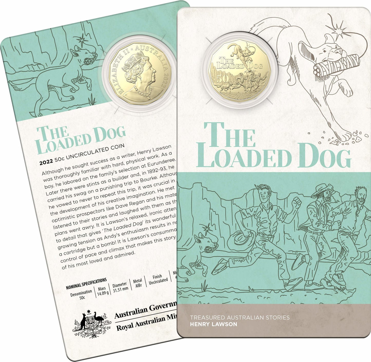 Henry Lawson The Loaded Dog - 50c Uncirculated Coin 2022